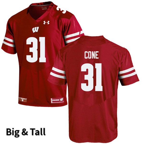 Wisconsin Badgers Men's #31 Madison Cone NCAA Under Armour Authentic Red Big & Tall College Stitched Football Jersey HO40W07TO